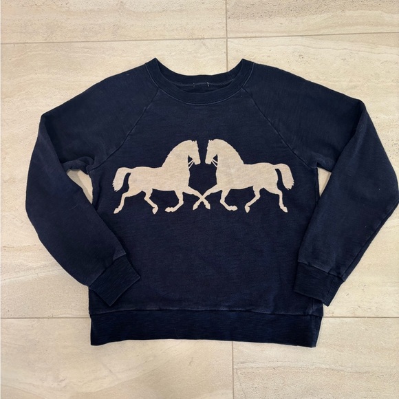 J. Crew Sweaters - J. Crew Navy Blue Sweatshirt with Cream Horse Motif